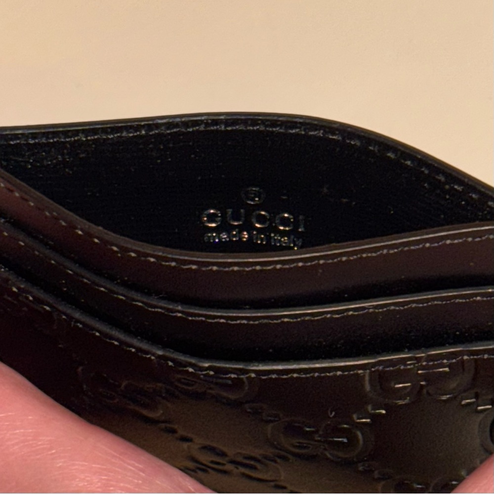 Gucci Black Embossed Card Case Holder NEW - Picture 3 of 3
